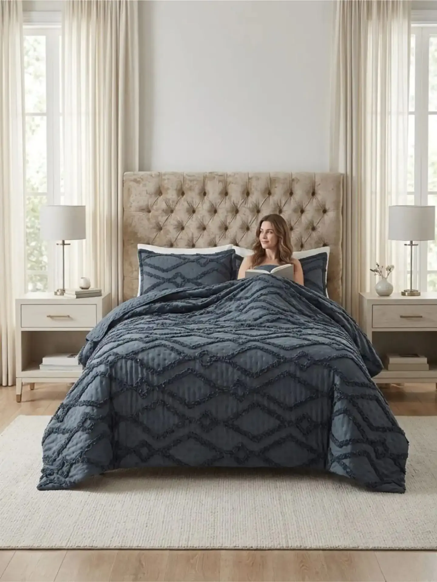 Quilt De Verano Tufting Liviano Diseño Geométrico 2 plazas 1