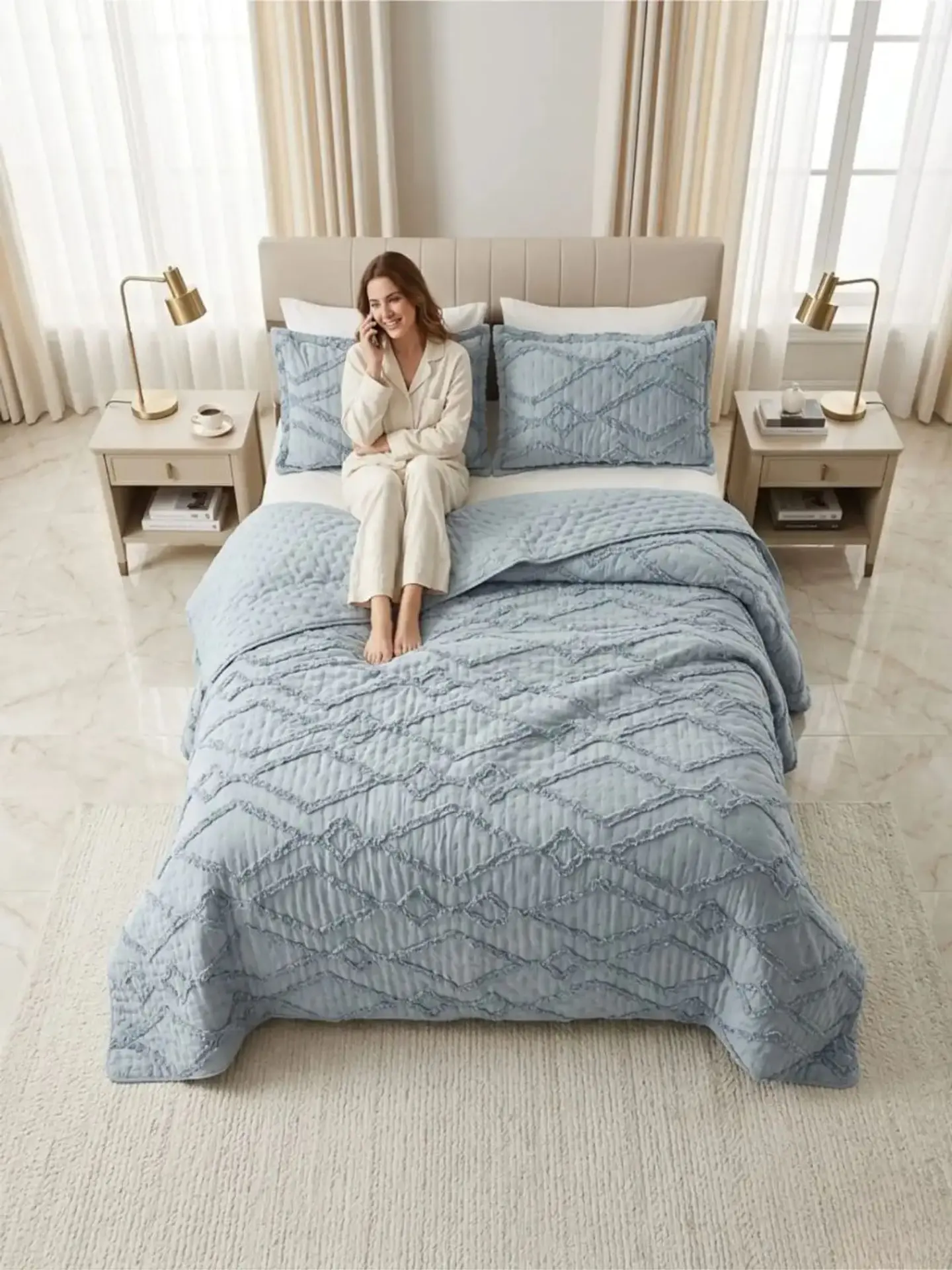Quilt De Verano Tufting Liviano Diseño Geométrico King / Super king 1