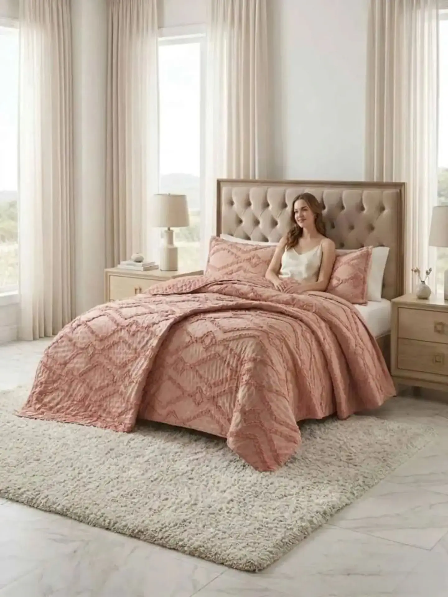 Quilt De Verano Tufting Liviano Diseño Geométrico King / Super king 1