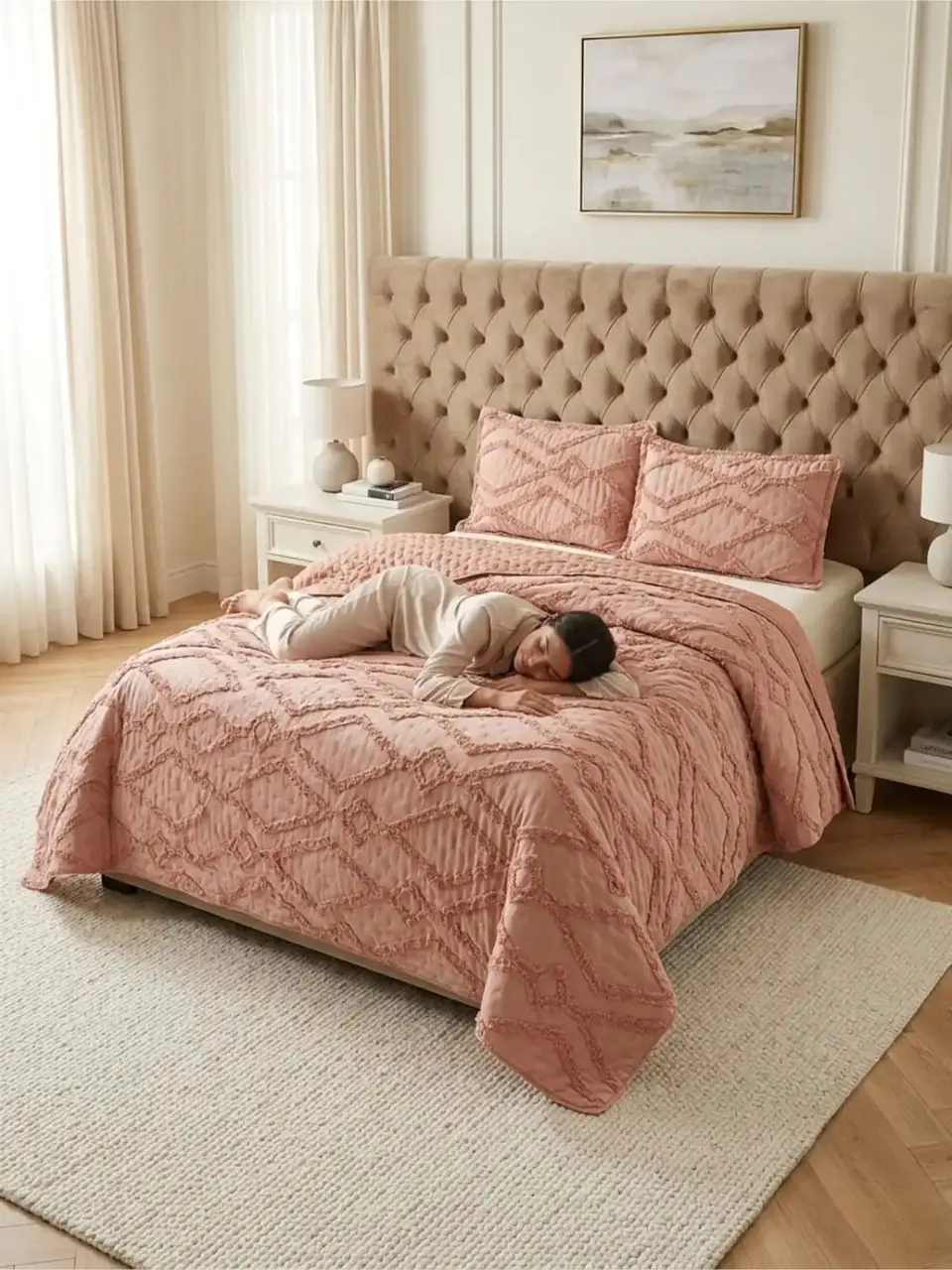 Quilt De Verano Tufting Liviano Diseño Geométrico King / Super king 2
