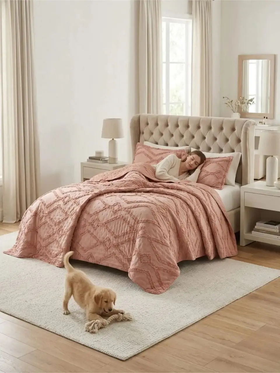 Quilt De Verano Tufting Liviano Diseño Geométrico King / Super king 6