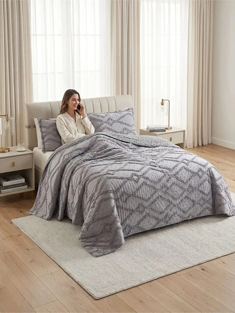 Quilt De Verano Tufting Liviano Diseño Geométrico King / Super king