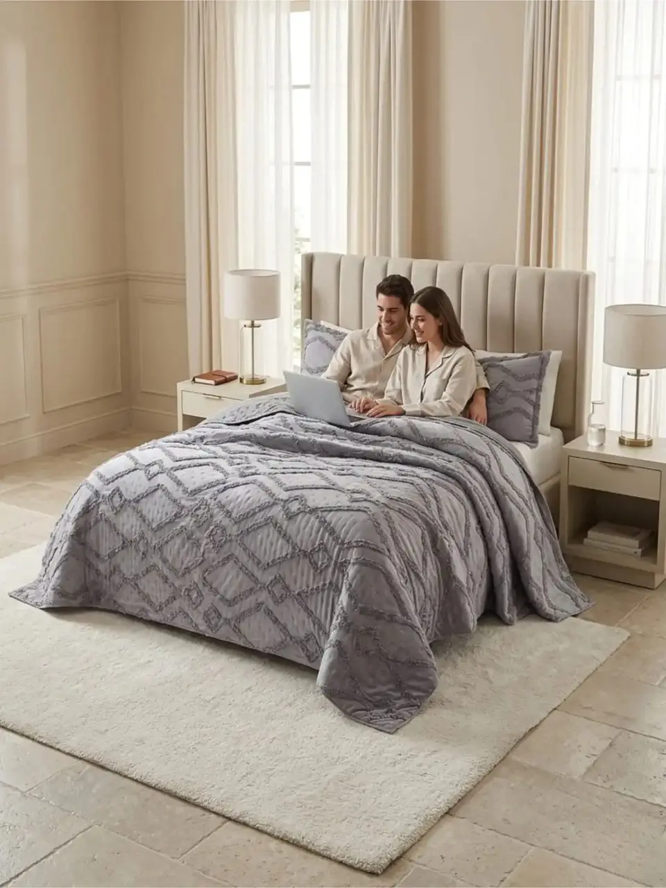 Quilt De Verano Tufting Liviano Diseño Geométrico King / Super king 2