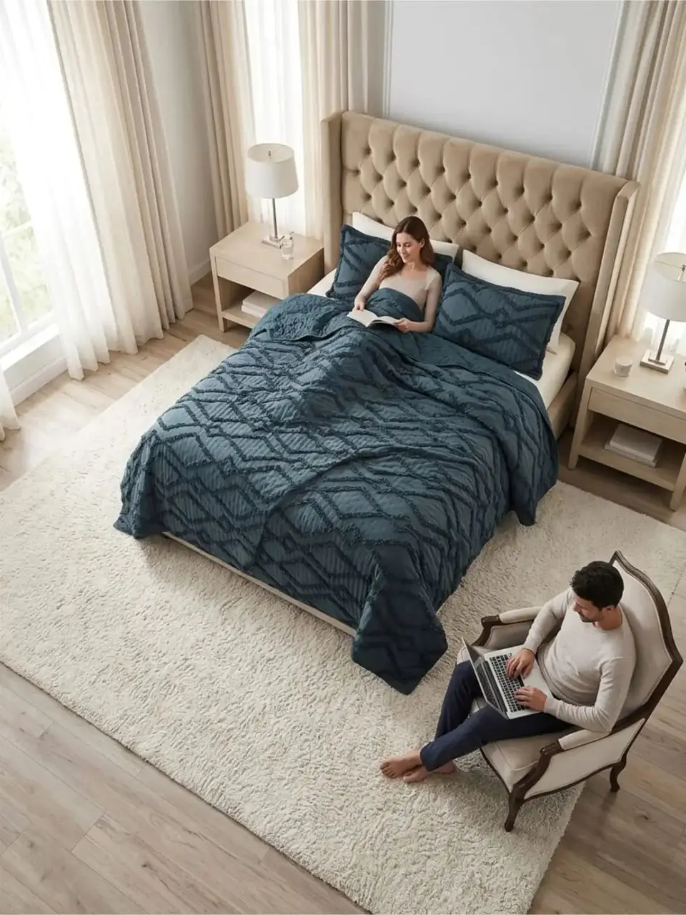 Quilt De Verano Tufting Liviano Diseño Geométrico King / Super king 4