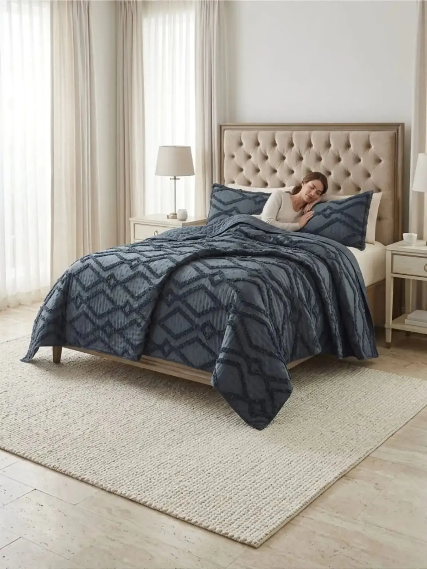 Quilt De Verano Tufting Liviano Diseño Geométrico King / Super king 6