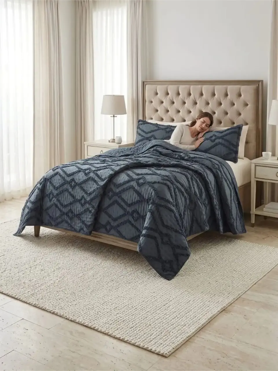 Quilt De Verano Tufting Liviano Diseño Geométrico King / Super king 6