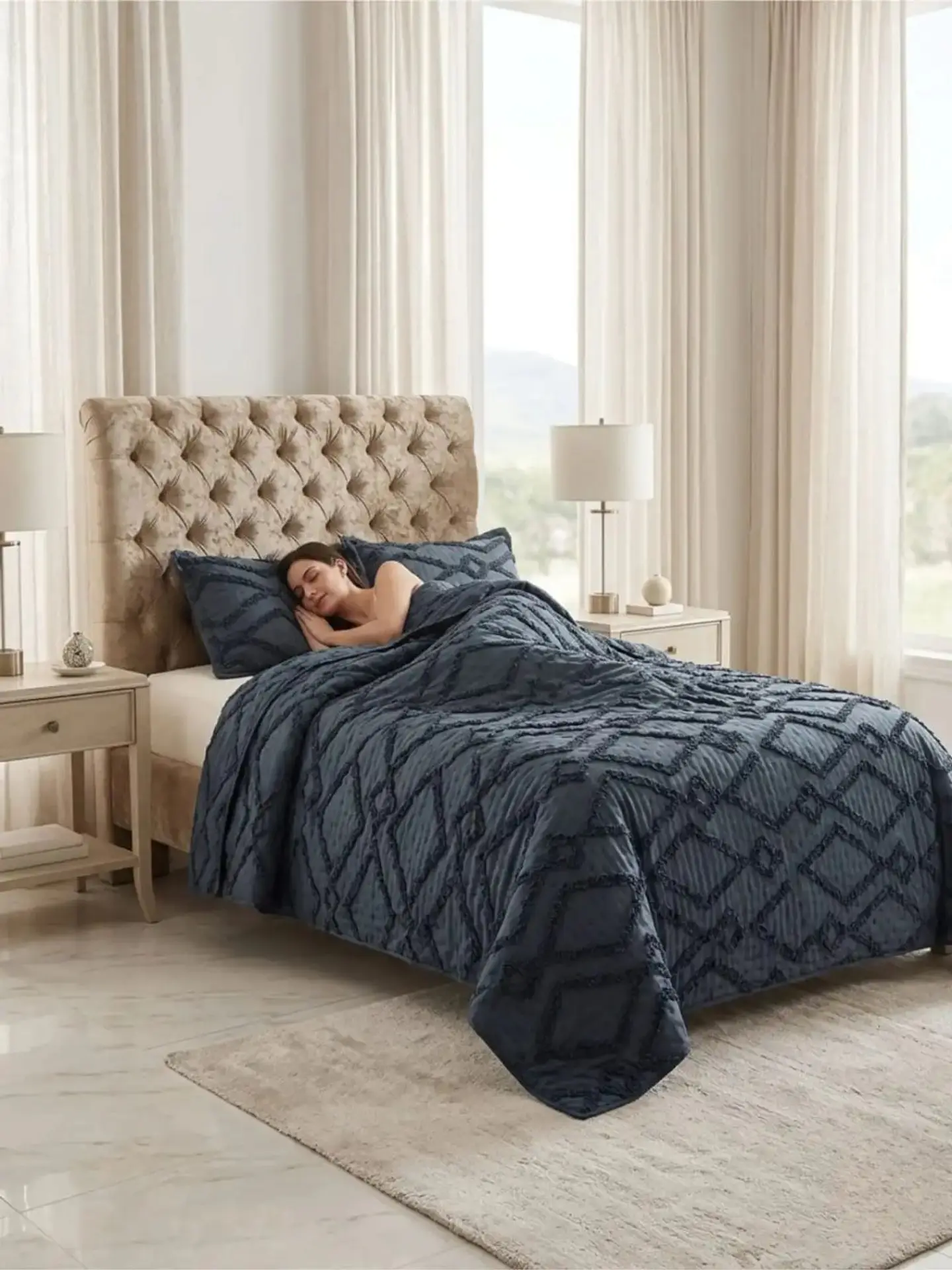 Quilt De Verano Tufting Liviano Diseño Geométrico King / Super king 7