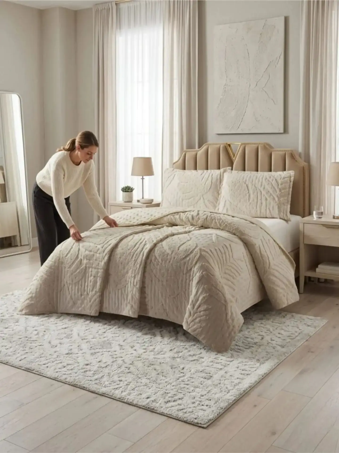 Quilt De Verano Tufting Liviano Diseño Geométrico King / Super king S3 7