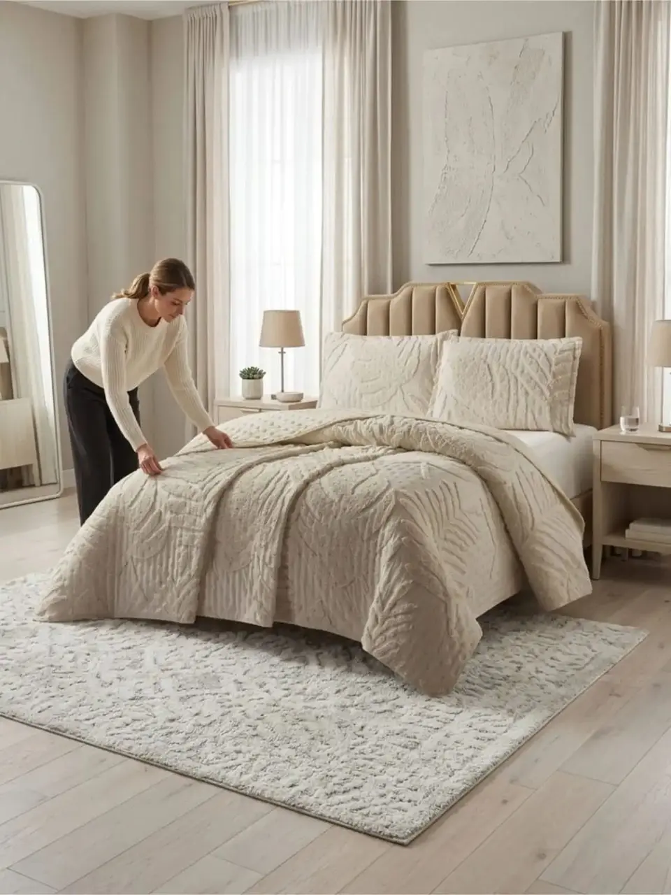 Quilt De Verano Tufting Liviano Diseño Geométrico King / Super king S3 7