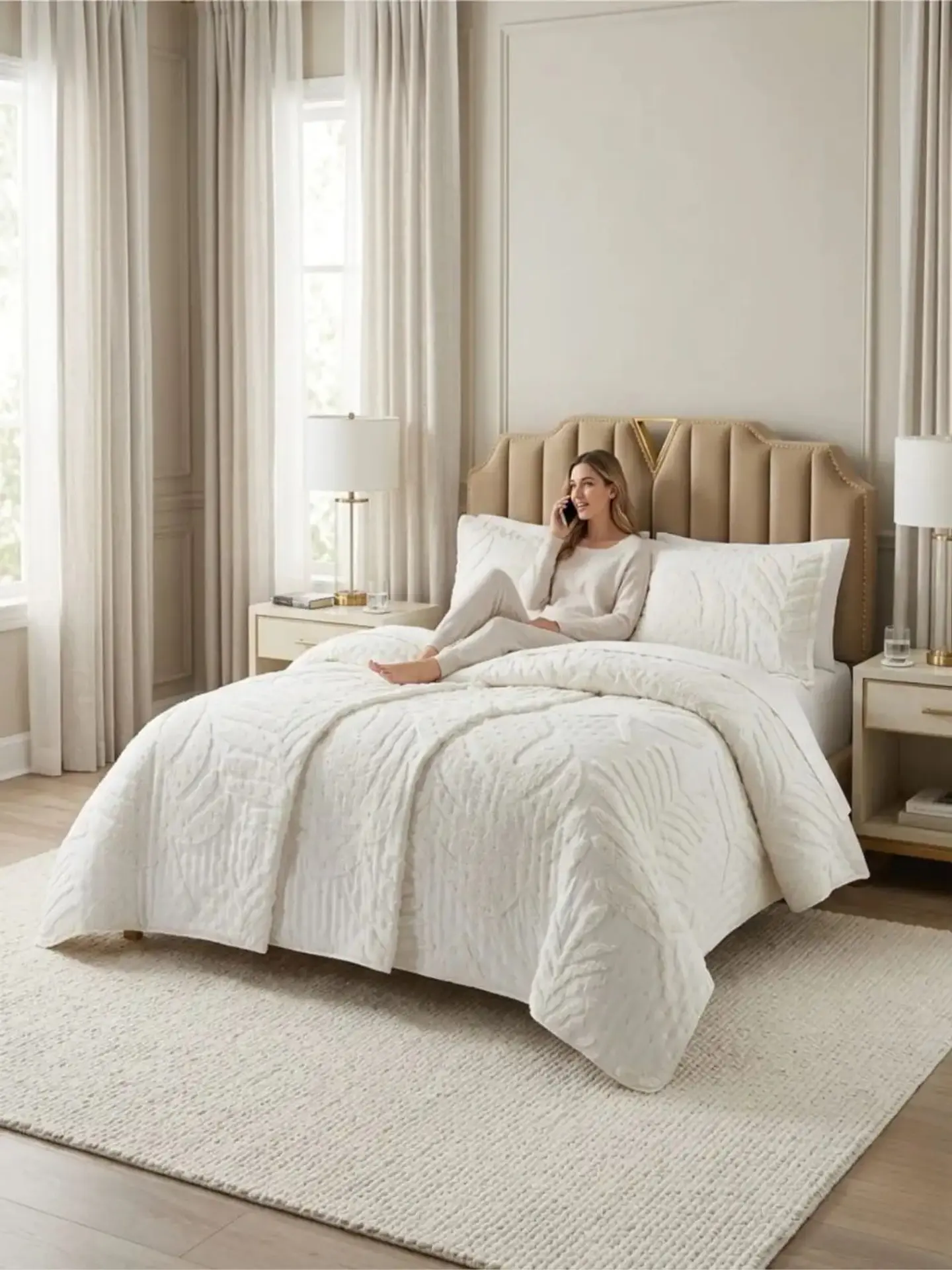 Quilt De Verano Tufting Liviano Diseño Geométrico King / Super king S5 5