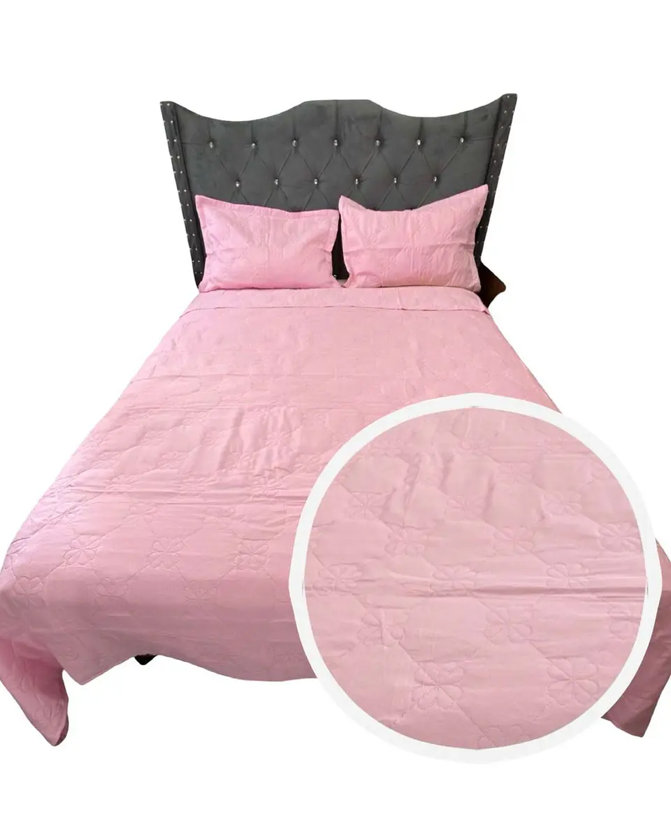 CUBRECAMA QUILT DE LUJO VERANO DELGADO PLAZA Y MEDIA ROSA 1