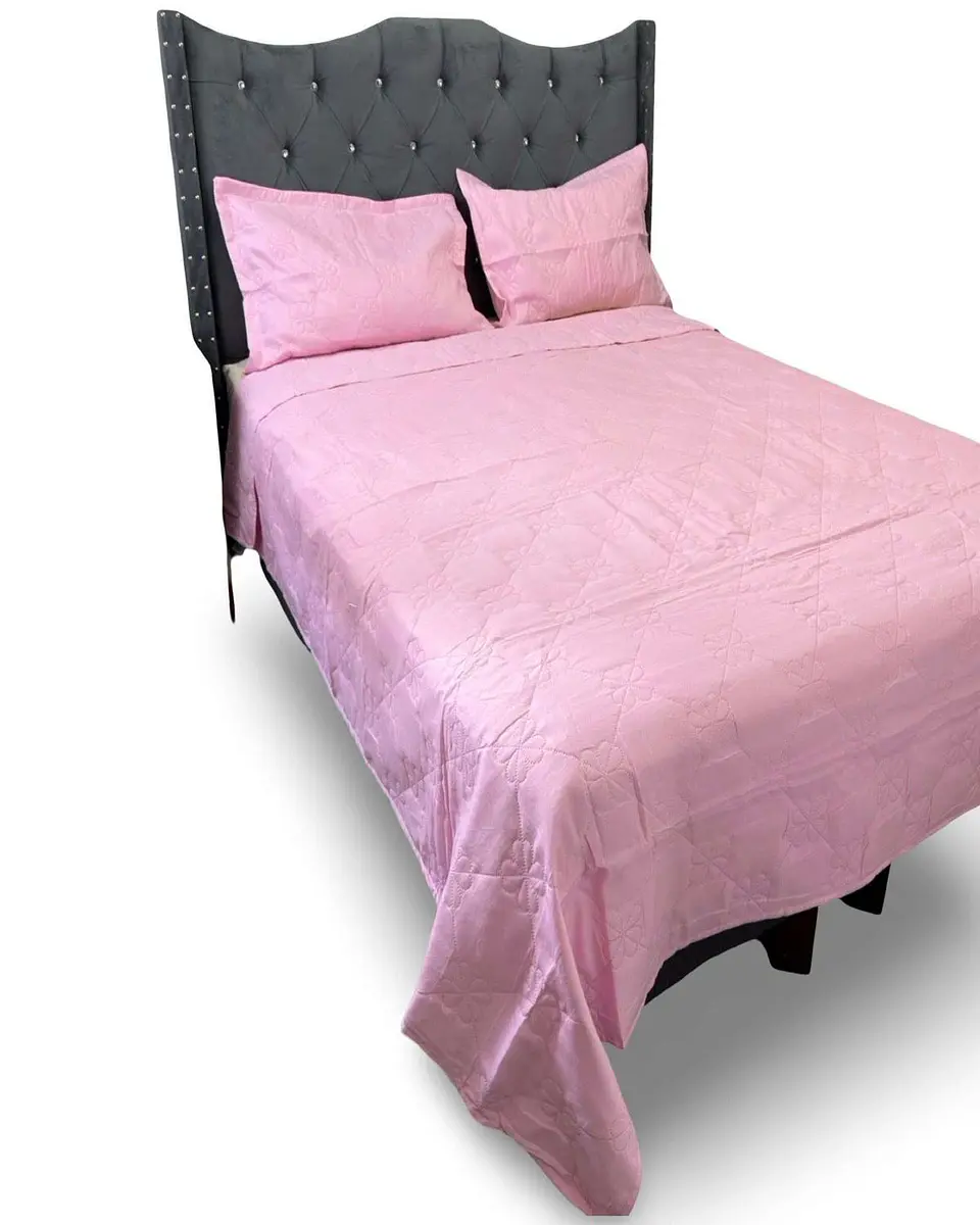 CUBRECAMA QUILT DE LUJO VERANO DELGADO PLAZA Y MEDIA ROSA 3
