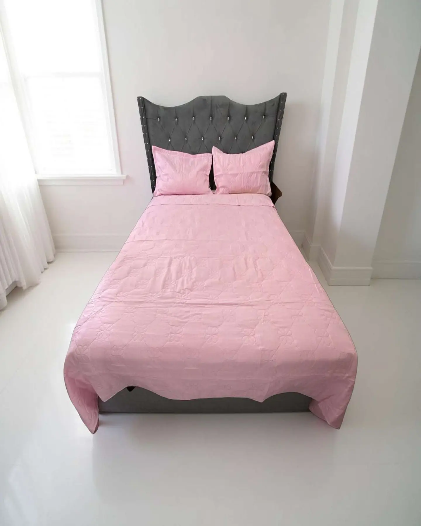 CUBRECAMA QUILT DE LUJO VERANO DELGADO PLAZA Y MEDIA ROSA 4