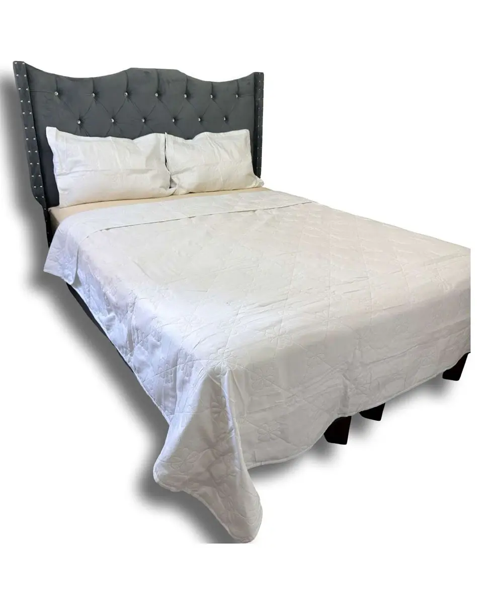 CUBRECAMA QUILT DE LUJO VERANO DELGADO PLAZA Y MEDIA BLANCO 3