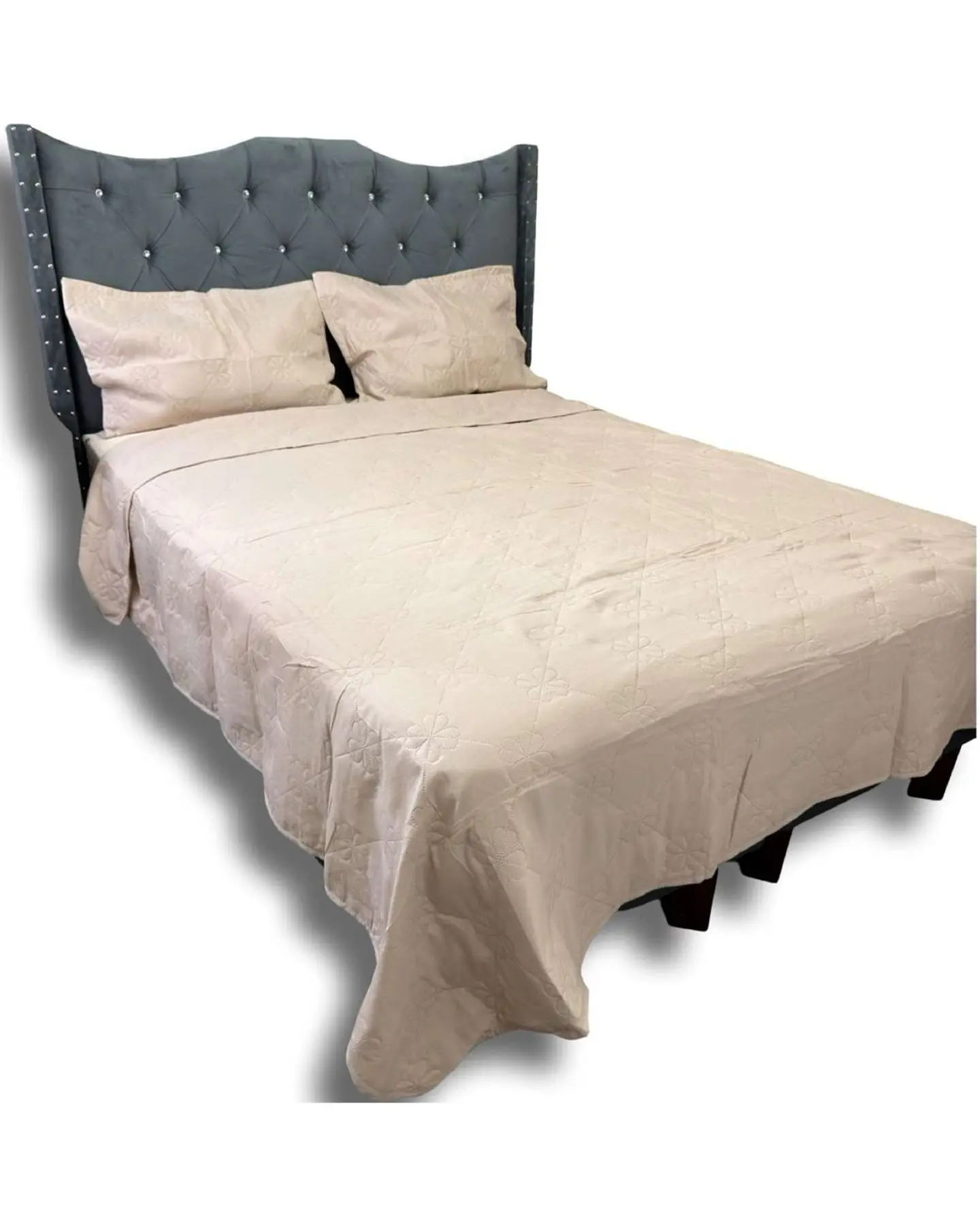 CUBRECAMA QUILT DE LUJO VERANO DELGADO 2 PLAZAS BEIGE 3