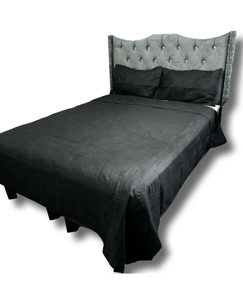 CUBRECAMA QUILT DE LUJO VERANO DELGADO 2 PLAZAS NEGRO 2
