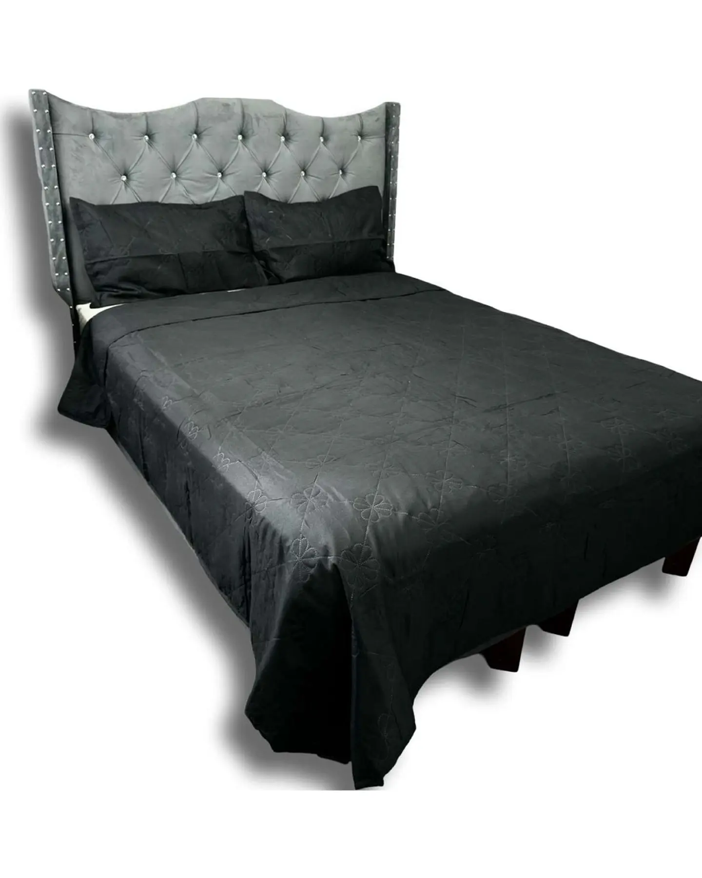 CUBRECAMA QUILT DE LUJO VERANO DELGADO 2 PLAZAS NEGRO 3