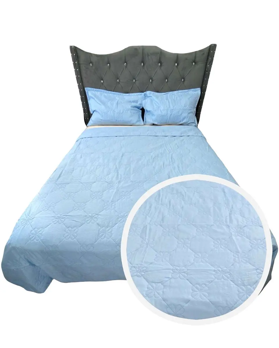 CUBRECAMA QUILT DE LUJO VERANO DELGADO 2 PLAZAS CELESTE 1