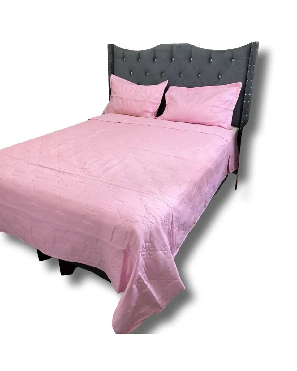 CUBRECAMA QUILT DE LUJO VERANO DELGADO 2 PLAZAS ROSA 2