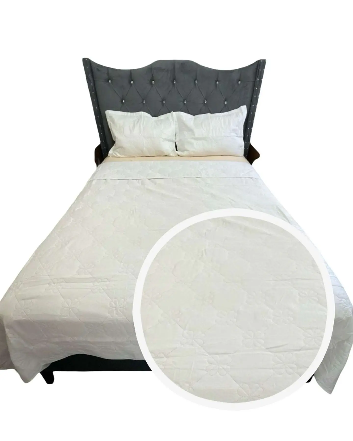 CUBRECAMA QUILT DE LUJO VERANO DELGADO 2 PLAZAS BLANCO 1