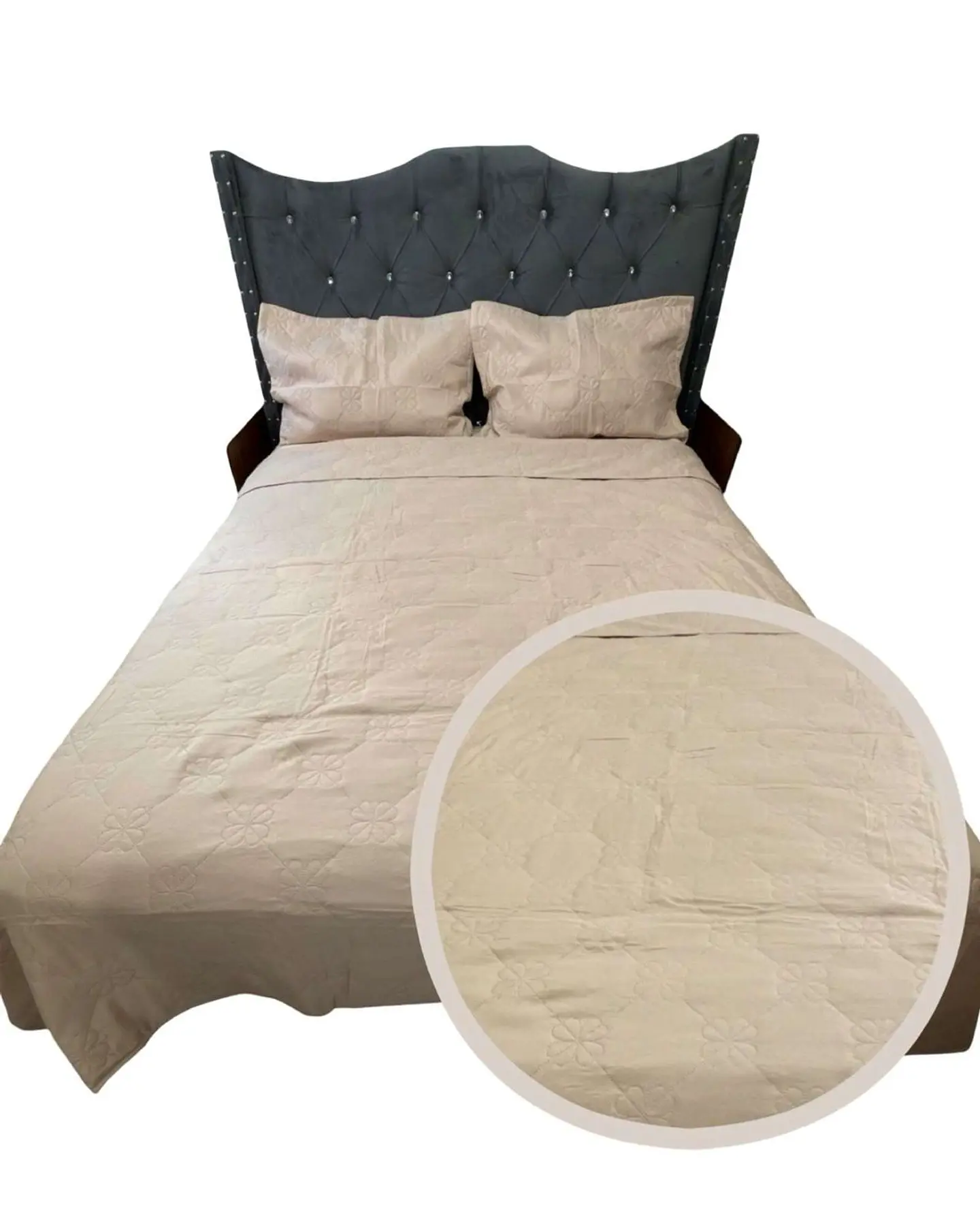 CUBRECAMA QUILT DE LUJO VERANO DELGADO KING BEIGE 1