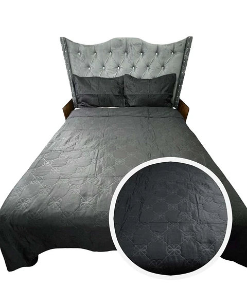 CUBRECAMA QUILT DE LUJO VERANO DELGADO KING NEGRO