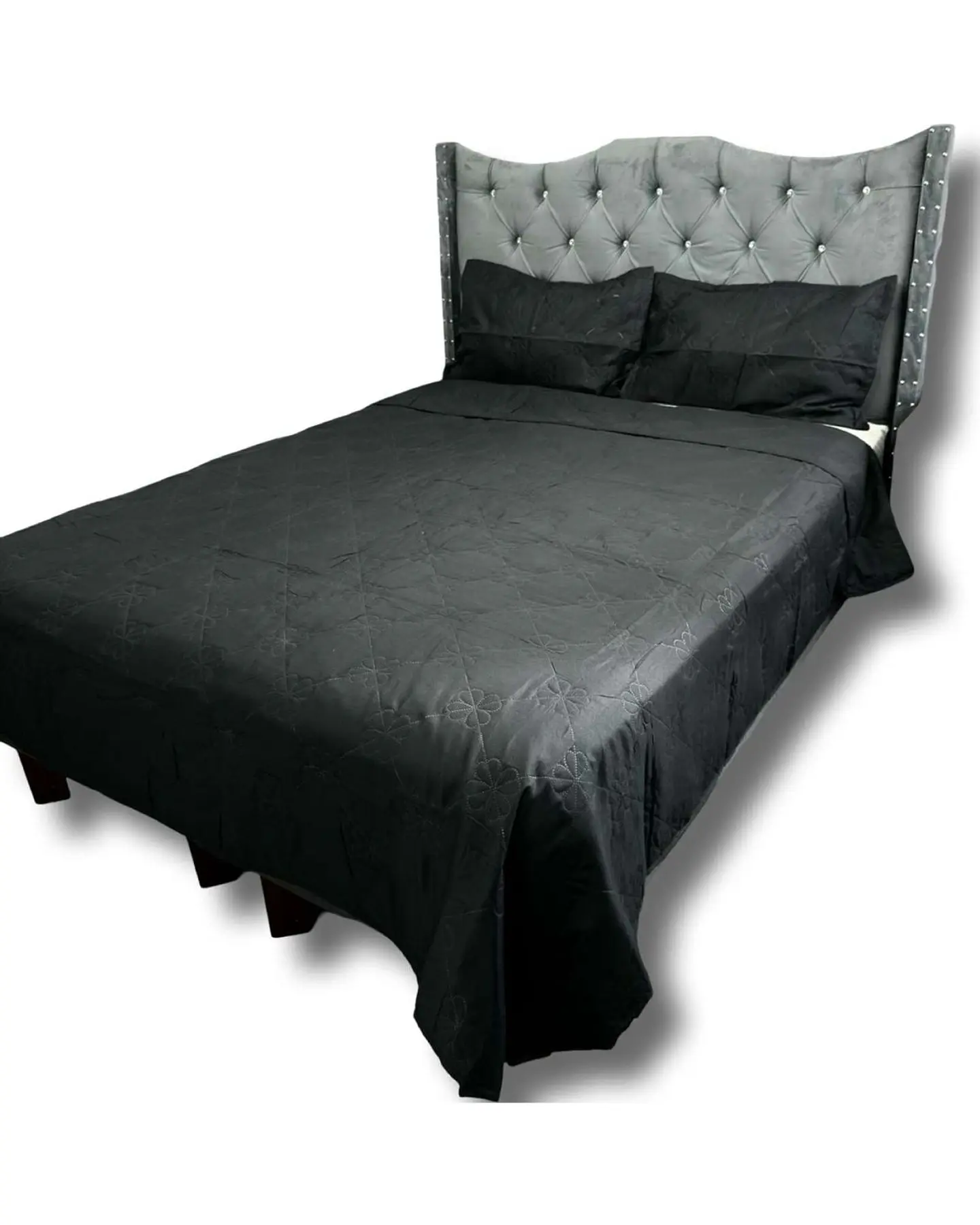 CUBRECAMA QUILT DE LUJO VERANO DELGADO KING NEGRO 2