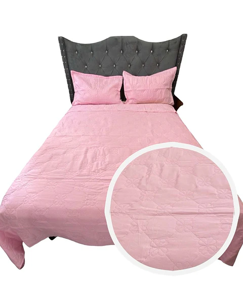 CUBRECAMA QUILT DE LUJO VERANO DELGADO KING ROSA