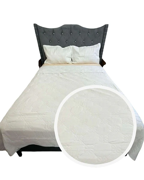 CUBRECAMA QUILT DE LUJO VERANO DELGADO KING BLANCO