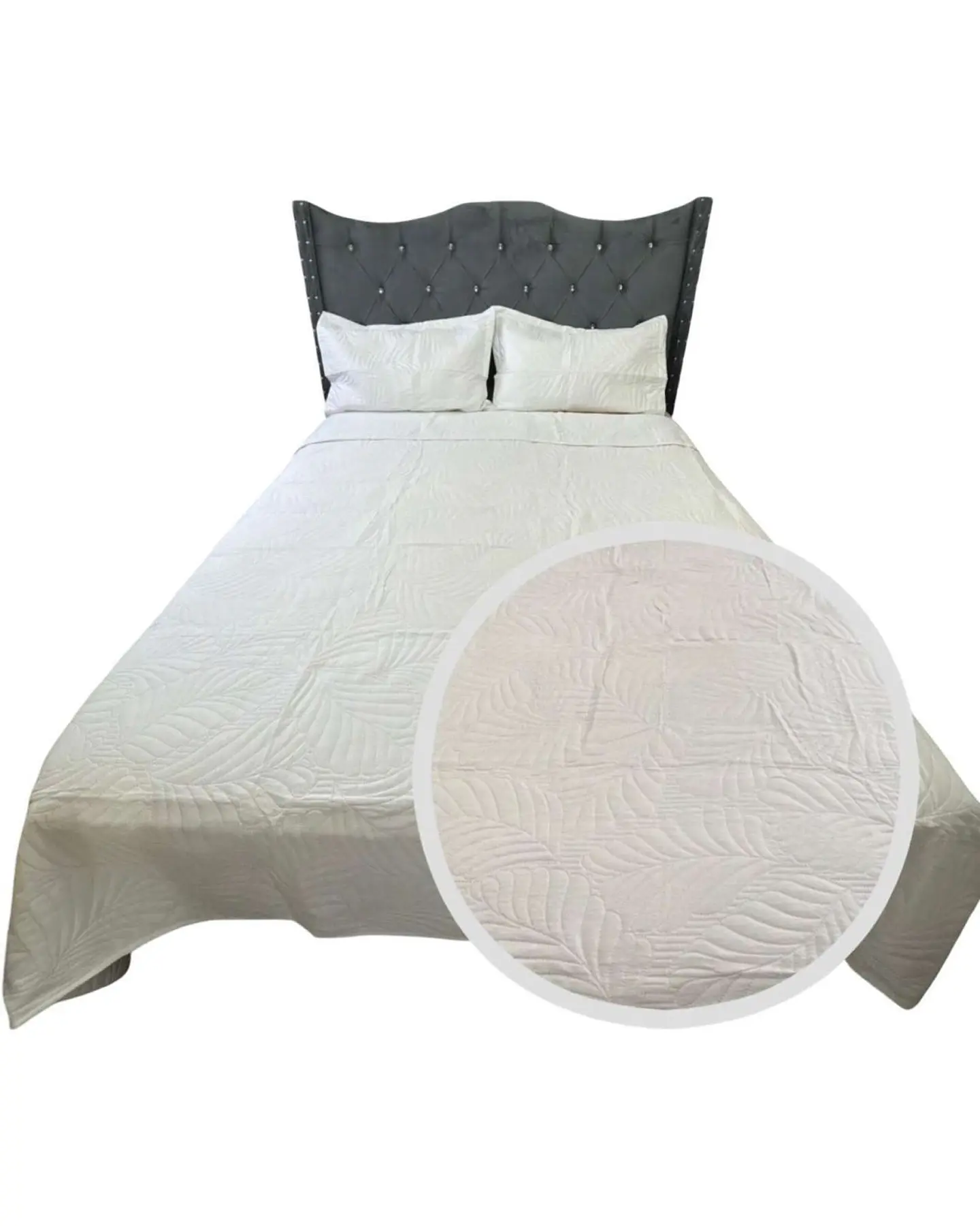CUBRECAMA QUILT DE LUJO VERANO PLAZA Y MEDIA BLANCO 1