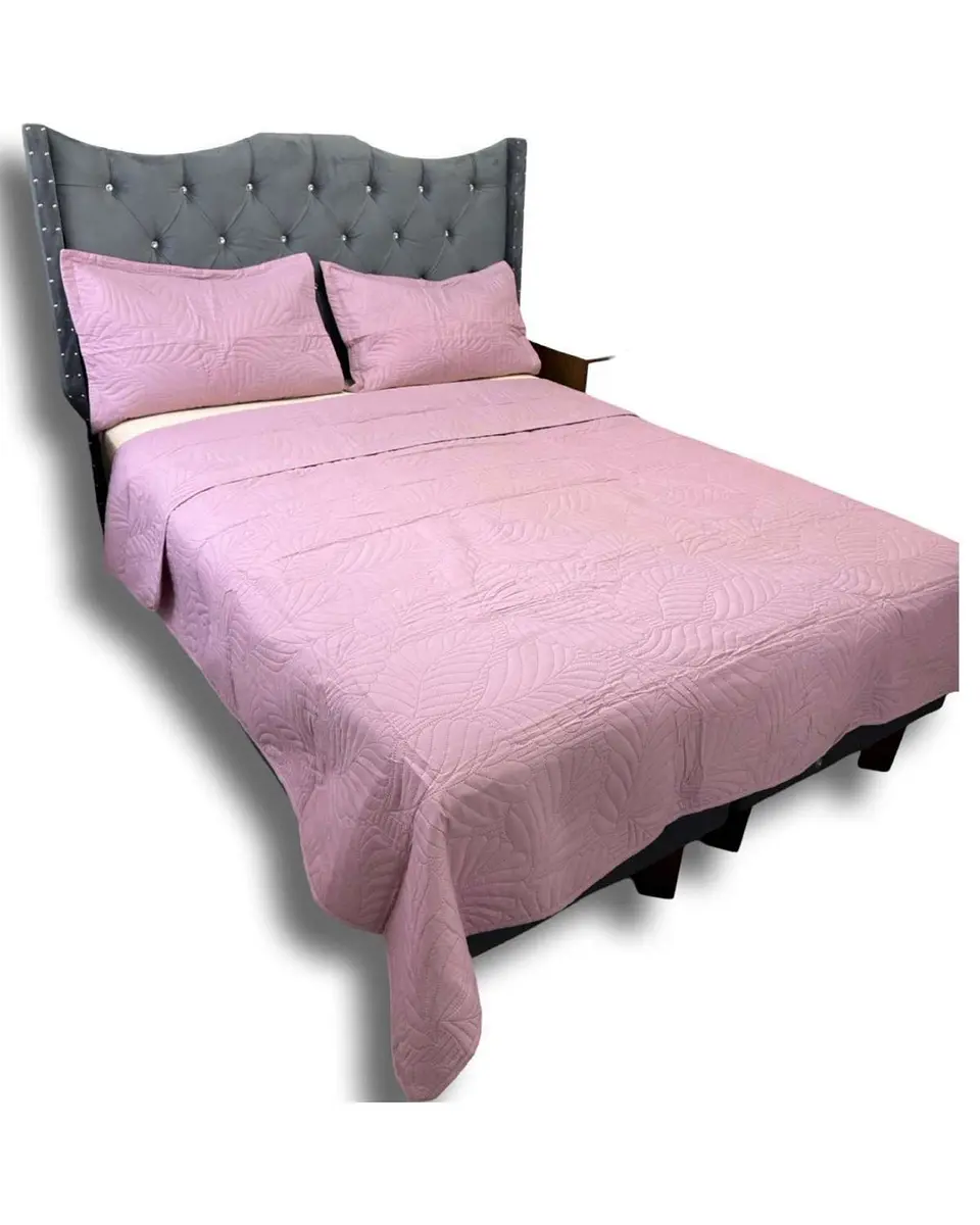 CUBRECAMA QUILT DE LUJO VERANO PLAZA Y MEDIA ROSA 3