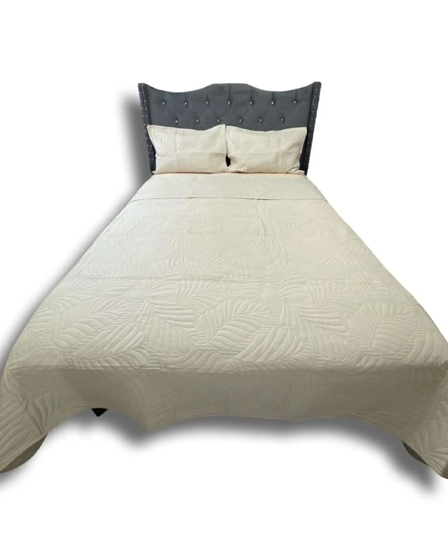 CUBRECAMA QUILT DE LUJO VERANO PLAZA Y MEDIA BEIGE 3
