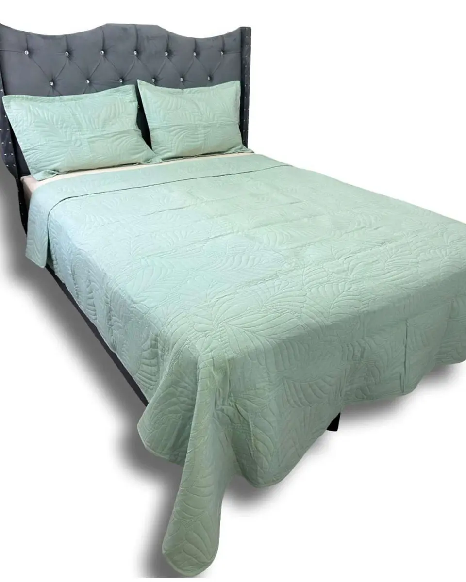 CUBRECAMA QUILT DE LUJO VERANO 2 PLAZA VERDE MENTA 3