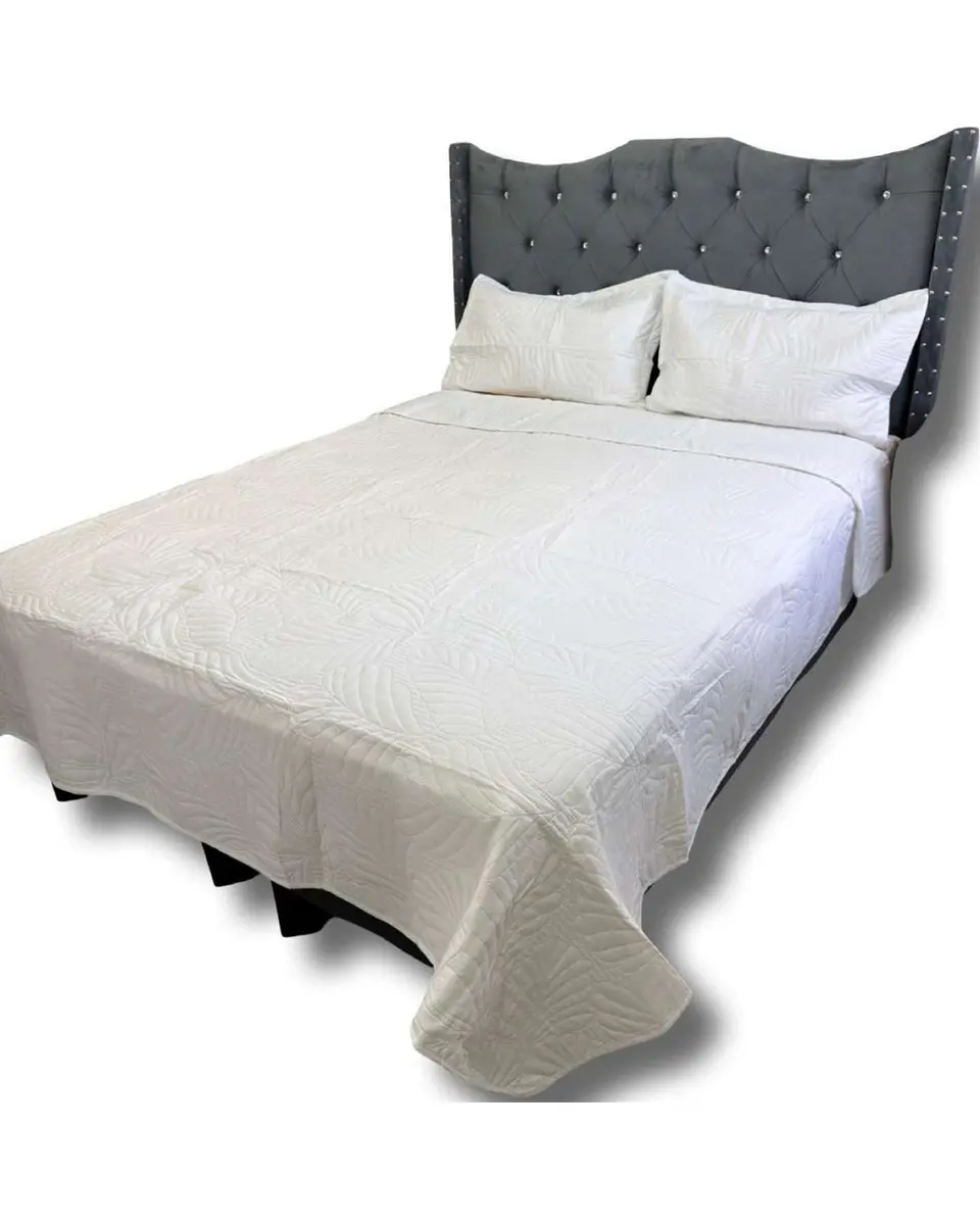 CUBRECAMA QUILT DE LUJO VERANO 2 PLAZA BLANCO 2