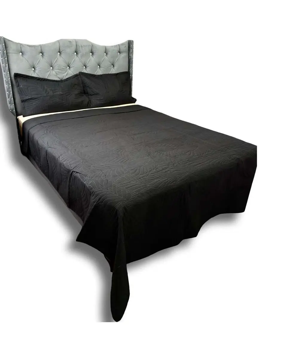 CUBRECAMA QUILT DE LUJO VERANO 2 PLAZA NEGRO 3