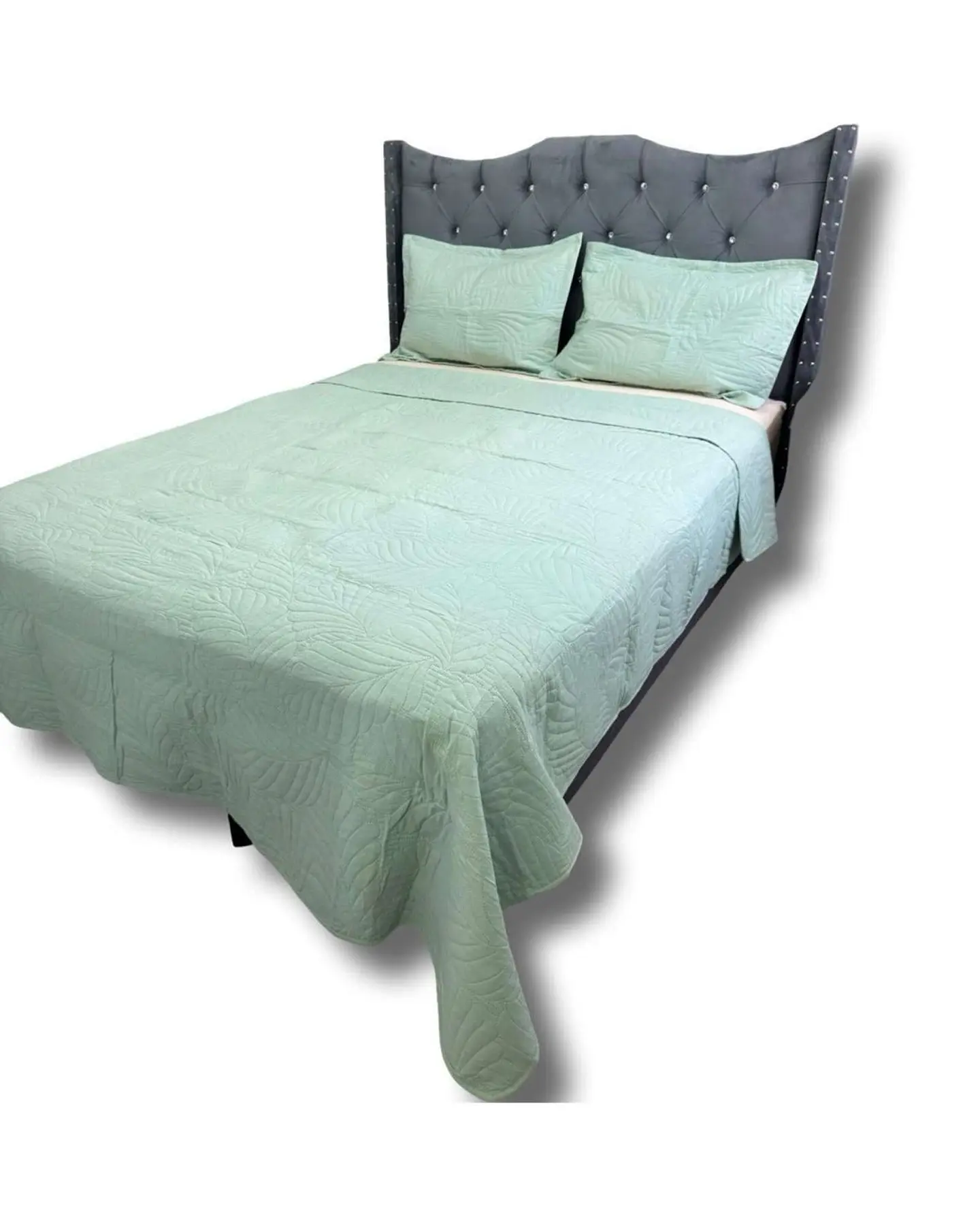CUBRECAMA QUILT DE LUJO VERANO KING VERDE MENTA 2