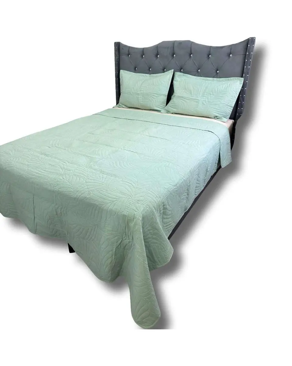CUBRECAMA QUILT DE LUJO VERANO KING VERDE MENTA 2