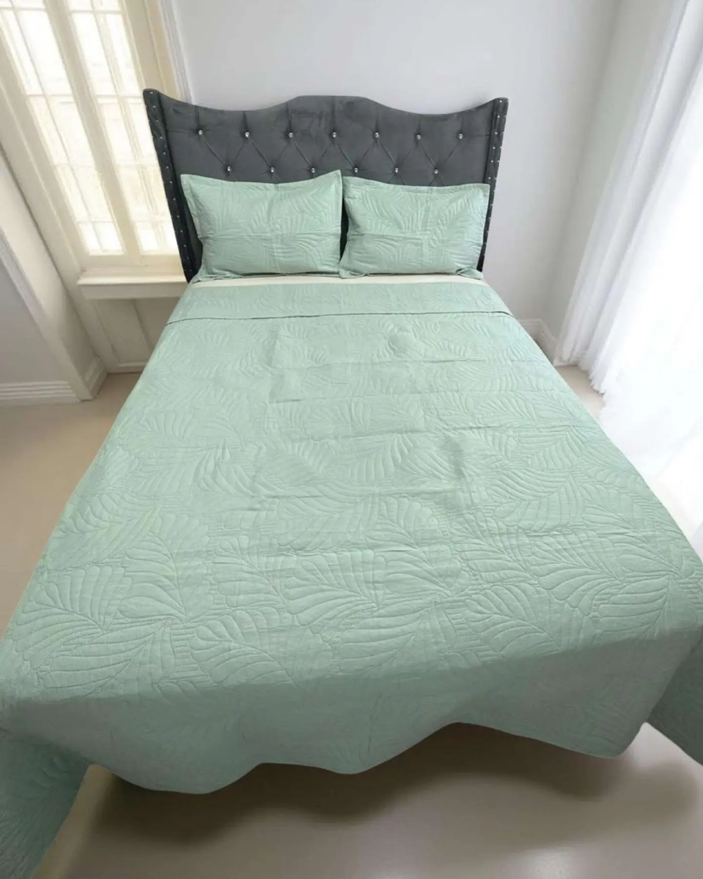 CUBRECAMA QUILT DE LUJO VERANO KING VERDE MENTA 4