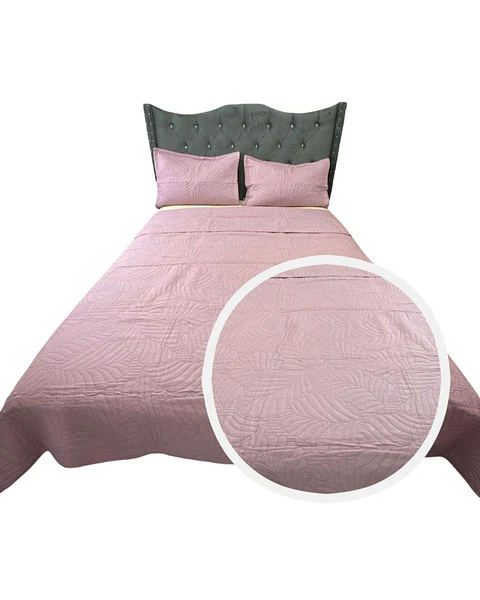 CUBRECAMA QUILT DE LUJO VERANO KING ROSA