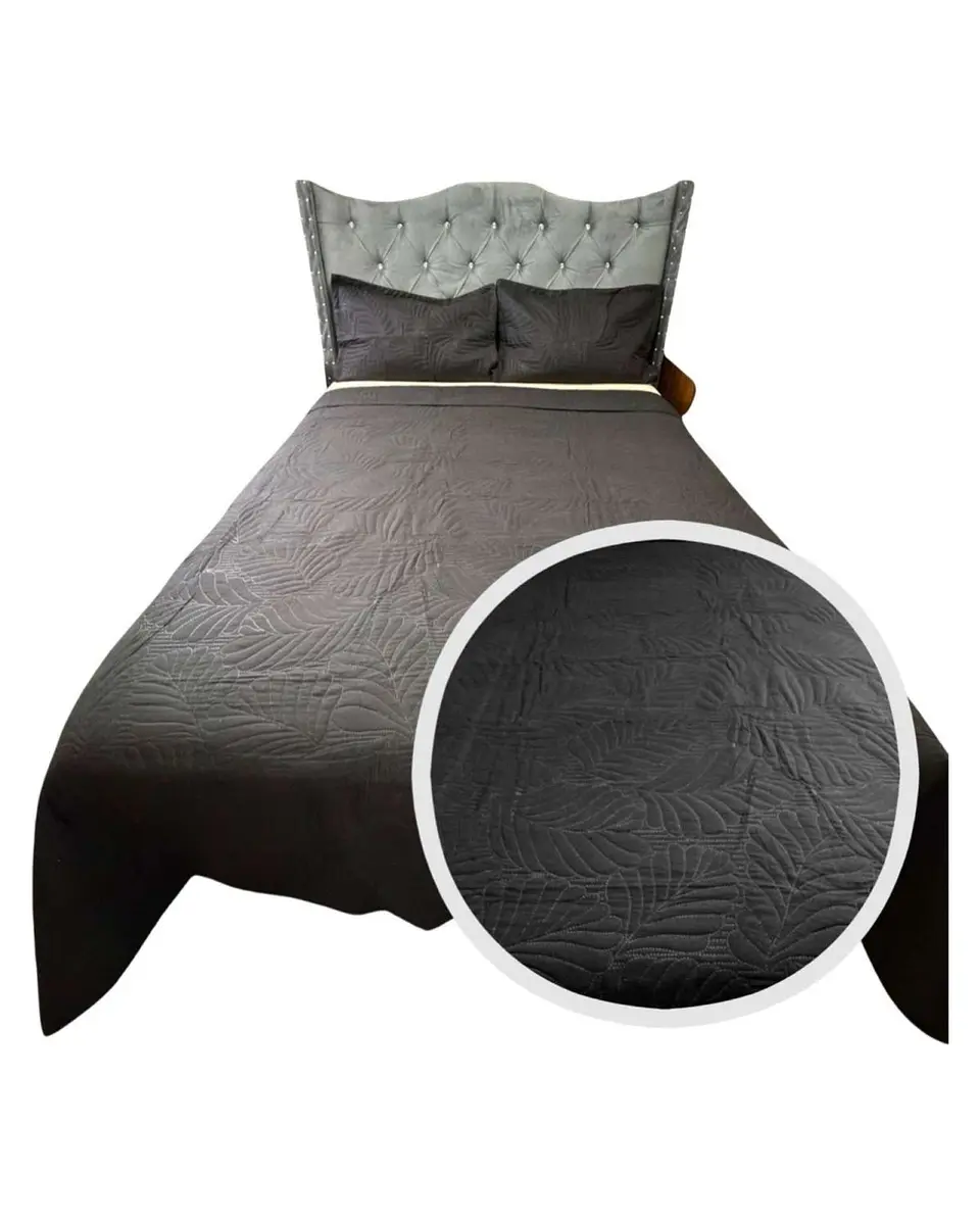 CUBRECAMA QUILT DE LUJO VERANO KING NEGRO 1