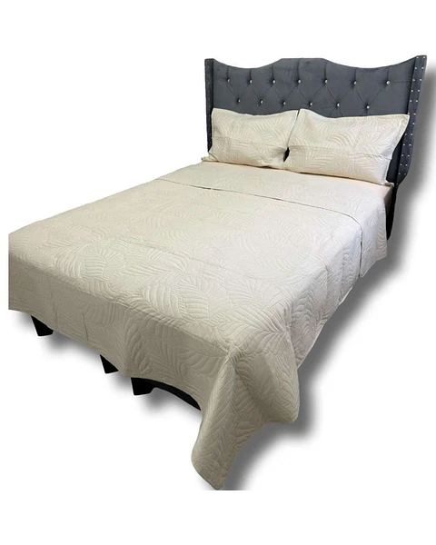 CUBRECAMA QUILT DE LUJO VERANO KING BEIGE