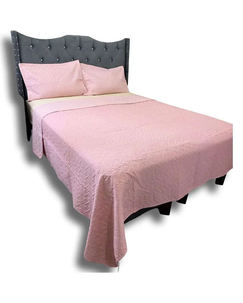 CUBRECAMA QUILT DE LUJO VERANO DELGADO PLAZA Y MEDIA ROSA 3