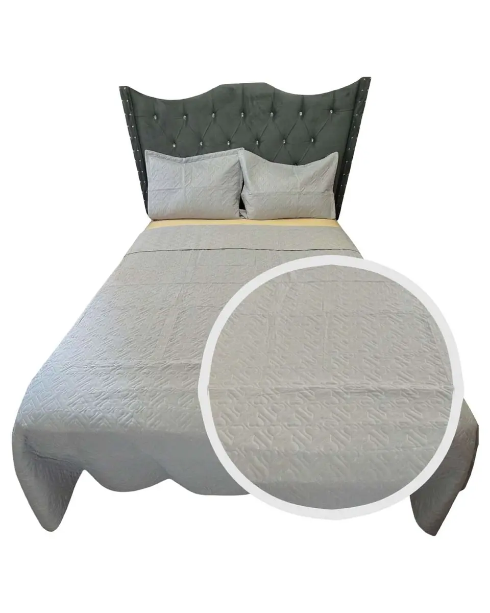 CUBRECAMA QUILT DE LUJO VERANO DELGADO KING GRIS 1