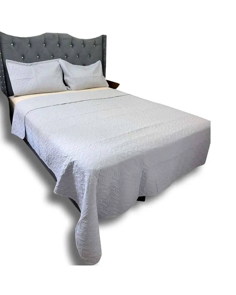 CUBRECAMA QUILT DE LUJO VERANO DELGADO KING GRIS 3