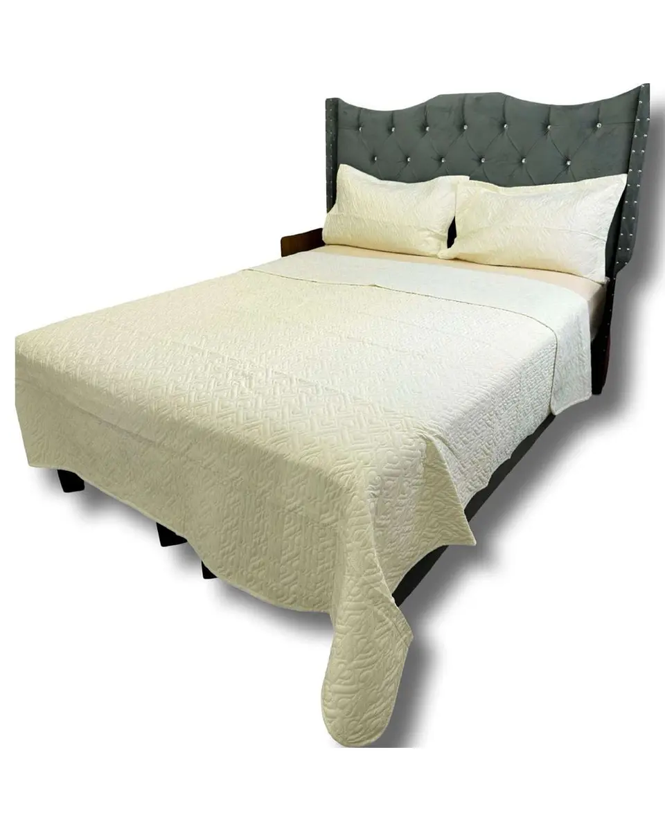 CUBRECAMA QUILT DE LUJO VERANO DELGADO KING CREMA 2