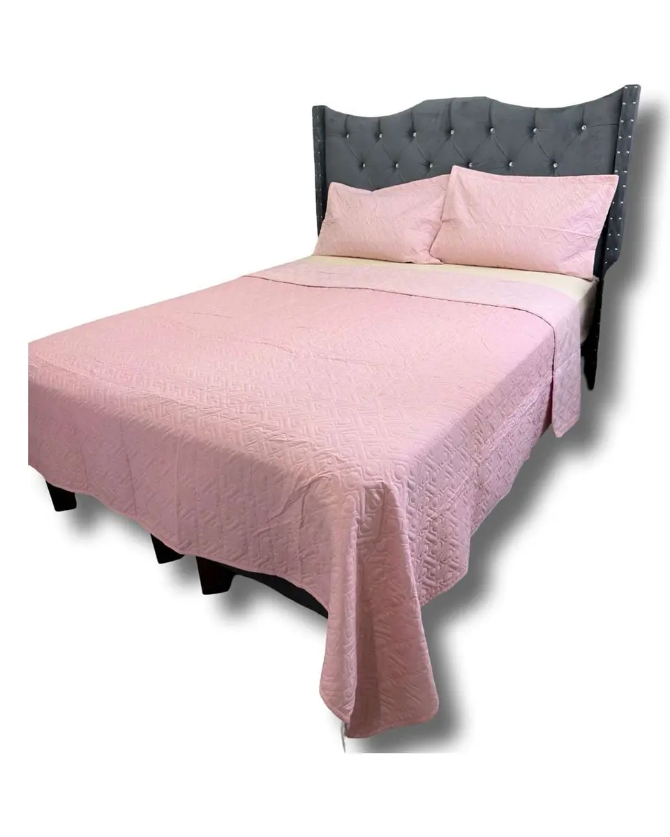 CUBRECAMA QUILT DE LUJO VERANO DELGADO KING ROSA 2
