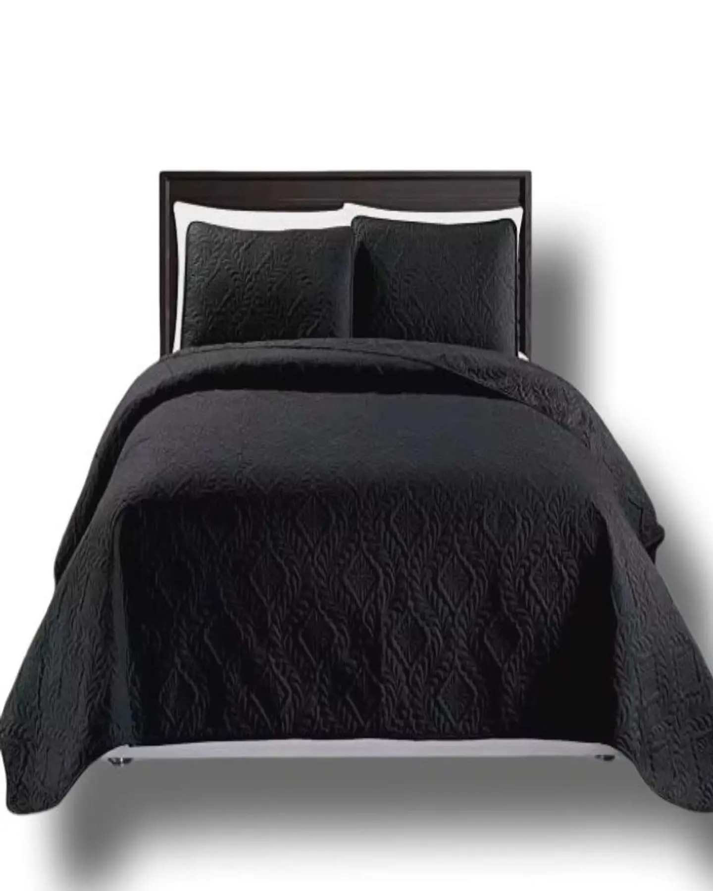 CUBRECAMA ELEGANTE  QUILT VERANO PLAZA Y MEDIA NEGRO 2