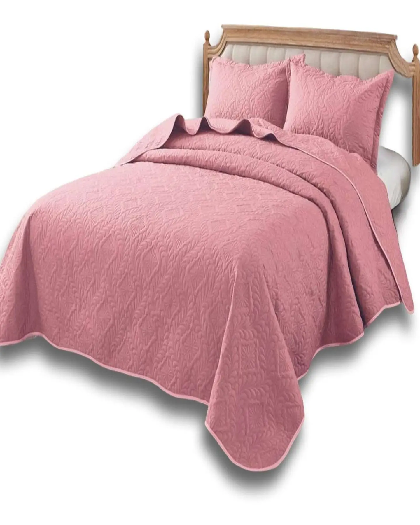 CUBRECAMA ELEGANTE  QUILT VERANO PLAZA Y MEDIA ROSA 2