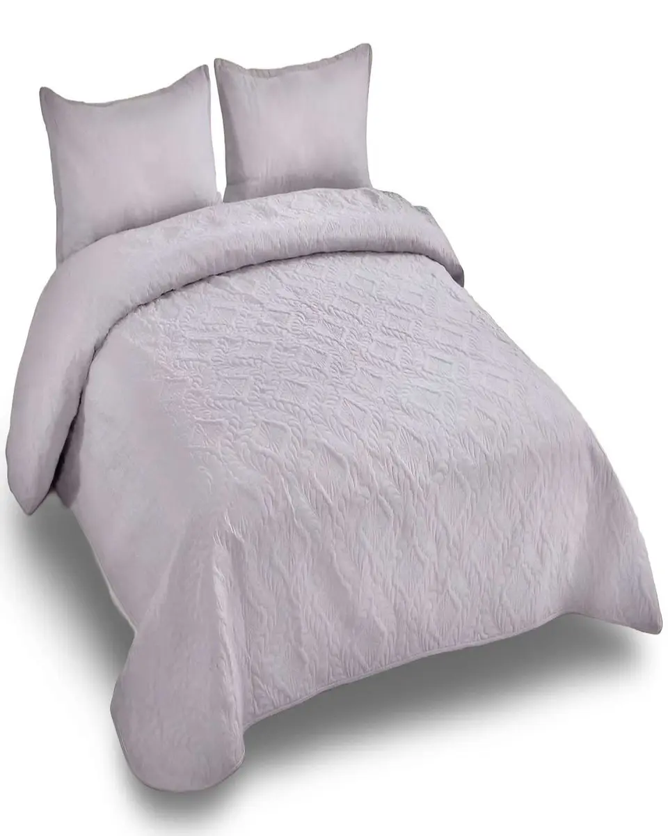 CUBRECAMA ELEGANTE  QUILT VERANO PLAZA Y MEDIA GRIS 1