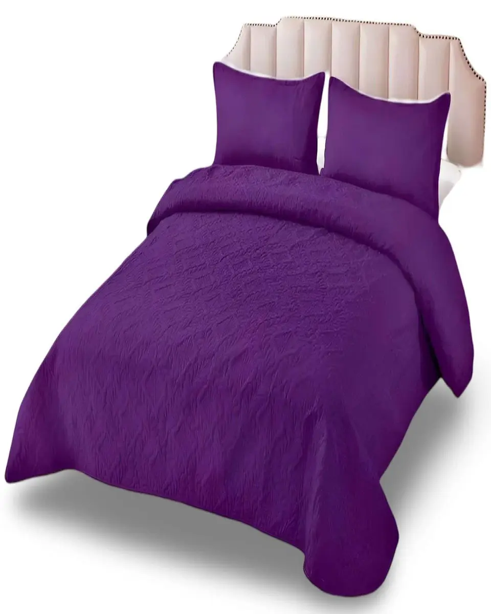 CUBRECAMA ELEGANTE  QUILT VERANO PLAZA Y MEDIA VIOLETA 2